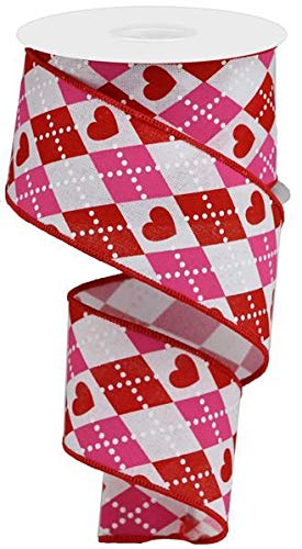 Product Cover Wired Ribbon Argyle Hearts On Royal 2.5