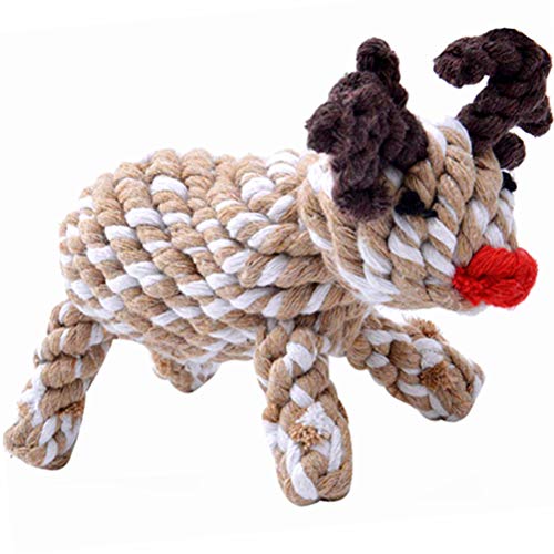 Product Cover KOOLTAIL Dog Christmas Toys Reindeer Dog Xmas Rope Toy Chew Toys for Small Dogs Puppy Playing