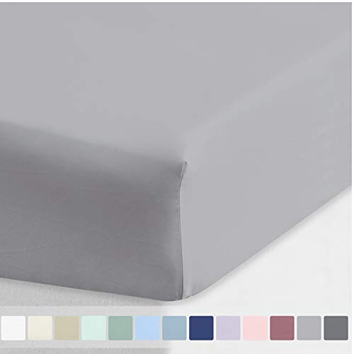 Product Cover California Design Den 600-TC Sheet Light Grey Color - Queen Size Sateen Weave 1 Piece Deep Pocket Lightweight Fitted Bedsheet Only, Long Staple Pure Cotton Soft Cooling Bedsheet