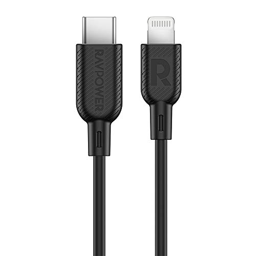 Product Cover USB C to Lightning Cable RAVPower [6ft MFi Certified] Supports Power Delivery Fast Charging with Type C PD Charger Compatible with iPhone 11/11 Pro/ 11 Pro Max/X/XS/XR/XS Max/8/8 Plus