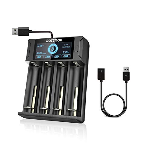 Product Cover DOTTMON LCD Smart Universal Battery Charger 4 Bay for Rechargeable Batteries AA AAA NiMH NiCD SC C D,Li-ion 18650 26650 21700 26500 22650 18490 17670 17500 17355