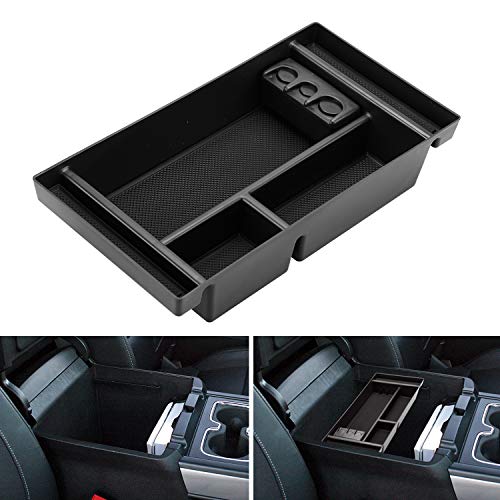 Product Cover Center Console Organizer for 2019 Chevy Silverado 1500 / GMC Sierra 1500 Accessories ABS Tray Armrest Box Secondary Storage (Full Center Console Models Only)