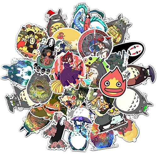 Product Cover Cute Cartoon Stickers Pack 50Pcs Japan Miyazaki Hayao Anime Waterproof Vinyl Laptop Stickers for Luggage Guitar Bike Car Skateboard Graffiti Decals... (50Pcs)