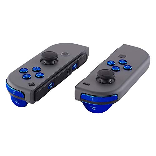 Product Cover eXtremeRate Chrome Blue Glossy Replacement ABXY Direction Keys SR SL L R ZR ZL Trigger Buttons Springs, Full Set Buttons Repair Kits with Tools for Nintendo Switch Joy-Con - JoyCon Shell NOT Included