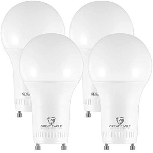 Product Cover Great Eagle LED GU24 Base, A19 Shape, 15W (100W Equivalent), Dimmable, 5000K Daylight, 1600 Lumens, UL Listed, Twist-in Light Bulb (4-Pack)