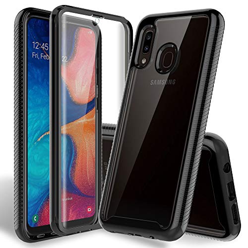 Product Cover HATOSHI Samsung Galaxy A20 Case, A30 Case with Built-in Screen Protector[Heavy Duty Protection], [Crystal Clear] Armor Shockproof TPU Bumper Protective Phone Cover for Galaxy A20/A30 -Black