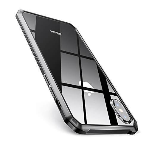 Product Cover AINOPE Shockproof Series Tempered Glass Case for iPhone Xs/iPhone X Case,[Military Grade Drop Tested][Mimics The Glass Back of iPhone] + Soft Silicone Bumper Cover for Apple 5.8 (2018 & 2017)(Clear)