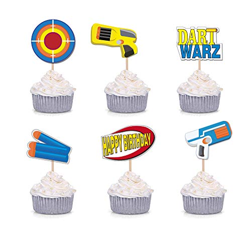 Product Cover GmakCeder Birthday Nerf Cupcake Topper 24 Pcs