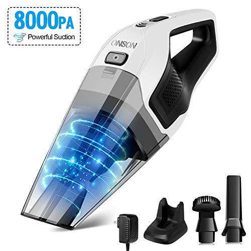 Product Cover Handheld Vacuum, ONSON Hand Vacuum Cleaner Cordless with 14.8V Li-ion Battery, 8Kpa Powerful Rechargeable Wet Dry Vacuum for Cars, Furniture Stairs and Pet Hairs