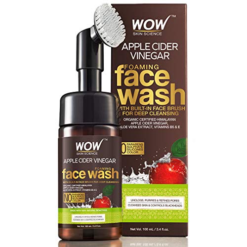 Product Cover WOW Organic Apple Cider Vinegar Foaming Face Wash with Built-in Brush - No Parabens, Sulphate and Silicones, 100 ml