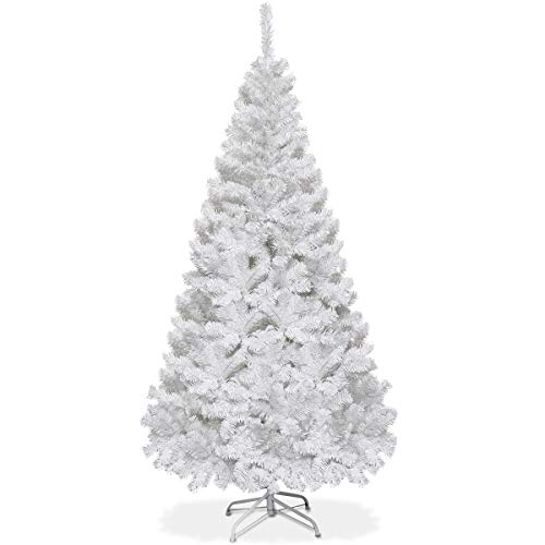 Product Cover Goplus Artificial Christmas Tree Xmas Pine Tree with Solid Metal Legs Perfect for Indoor and Outdoor Holiday Decoration (White, 5 FT)