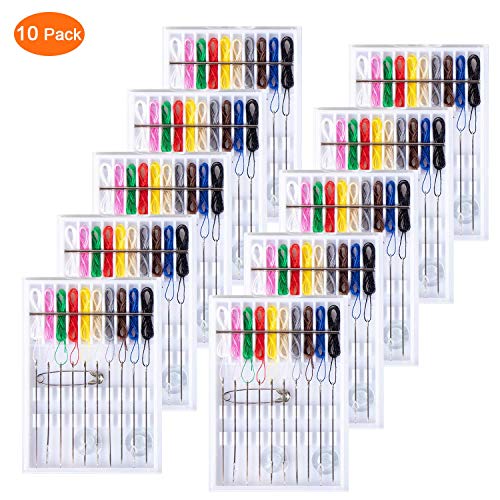 Product Cover SoFire 10 Boxes Home and Travel Quick Fix Sewing Kit Pre Threaded Needle Kit, Each Box with 10 Pieces