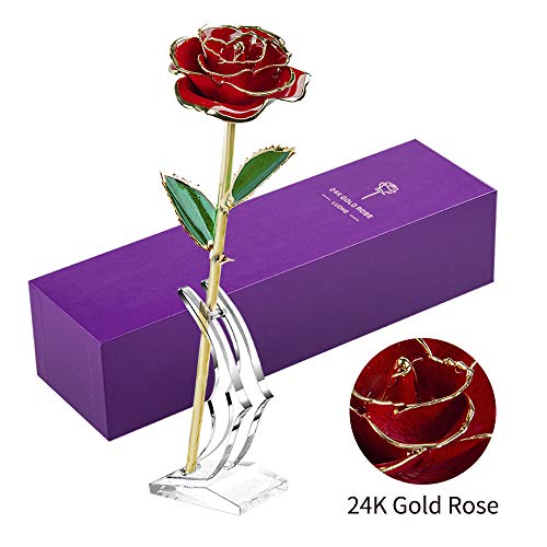Product Cover LUOHE 24k Gold Rose Galaxy Flower, Romantic Valentine's Day for Her Girlfriend Wife Women Ideas Long Stem Real Rose Birthday Wedding Gifts from Husband Son