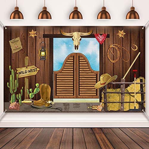 Product Cover Western Party Decoration Supplies,Extra Large Fabric Yeehaw Western Scene Setters for Western Themed Decoration,Western Party Supplies Banner Cowboy Decoration Photo Booth Backdrop Background Banner