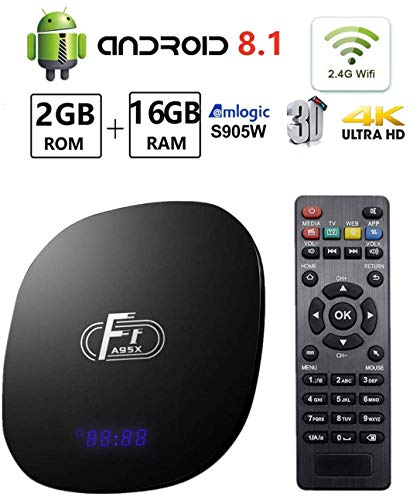 Product Cover HOMI Android TV Box 8.1,A95X F1 Smart TV Box 2GB RAM 16GB ROM Support 4K 1080P 3D 2.4GHz WiFi Amlogic Quad Core 64bit Processor Smart Media Player,OTT TV Box with USB 3.0 Android TV Box