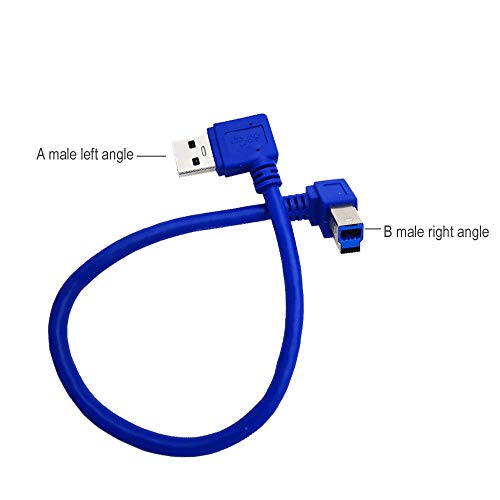 Product Cover Seadream 1 ft / 30cm SuperSpeed USB 3.0 A Male Plug 90 Degree Left Angle to USB 3.0 B Male Right Angle Cable