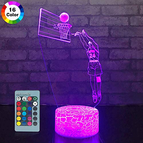 Product Cover JMLLYCO Basketball lamp, Basketball Gifts 16 Colors Change with Remote Control 3D Optical Illusion Basketball Decor Light As a Gift Ideas for Baby Boys Birthday Gifts