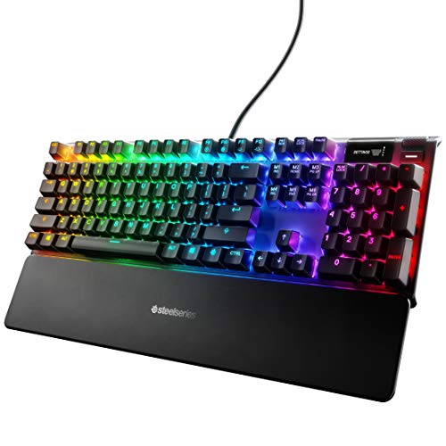 Product Cover SteelSeries Apex 7 Mechanical Gaming Keyboard - OLED Smart Display - USB Passthrough and Media Controls - Tactile and Quiet - RGB Backlit (Brown Switch)