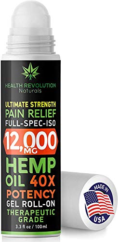 Product Cover Hemp Pain Relief Roll-On Gel, Faster Acting, Longer Lasting Than Oil or Cream, Sciatica, Arthritis, Muscle, Joint & Back Pains. Acne Treatment. Cooling Topical Analgesic, Colorless Formula 3.3oz