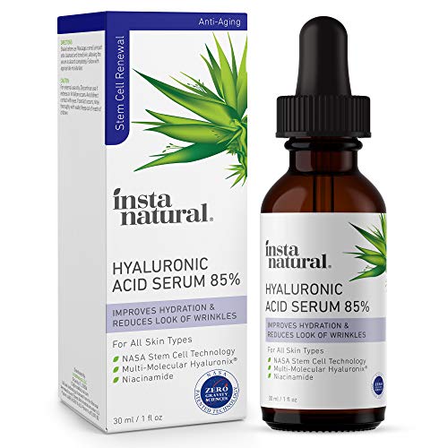 Product Cover Hyaluronic Acid 85% Face Serum - Natural Anti Aging Formula for Fine Lines & Wrinkles to Hydrate, Moisturize & Plump Dull, Dry Skin - With Niacinamide & NASA Stem Cell Technology - InstaNatural - 1 oz