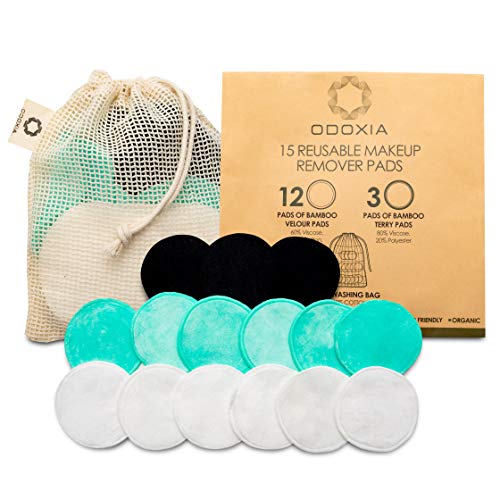 Product Cover Reusable Makeup Remover Pads | Zero Waste Eco-Friendly Rounds | 15 Natural Organic Double Layered Bamboo Pads Face with Laundry Bag | Super Soft for All Skin Types | Bamboo Cloths for Facial Cleansing