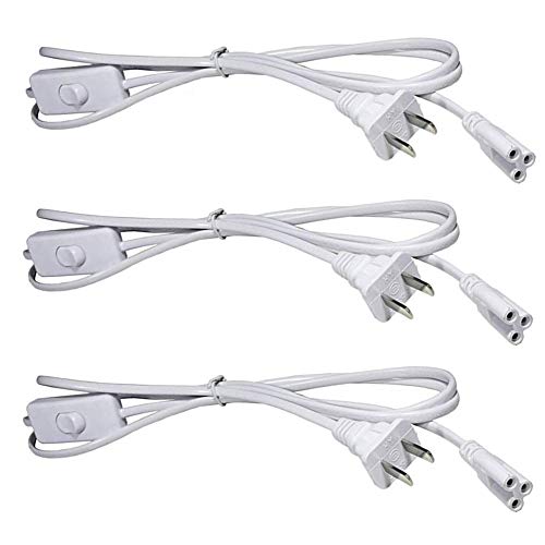 Product Cover (3-Pack) T5 T8 LED Tube Power Extension Cable with On/Off Switch,LED T5/T8 Light Tube Integrated LED Light Fixture Extension Cable Wire (6FT/1.8M)