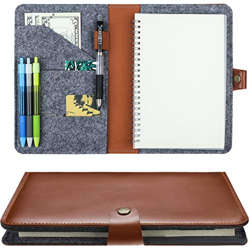 Product Cover Notepad Cover Fake Leather Notebook Cover Refillable Journal Notebook Cover with Pen Holder and Pockets for 6 x 8.8 Inch Notebook(Brown)