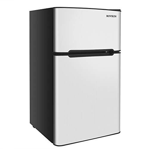 Product Cover ROVSUN 2 Door Compact Refrigerator with Freezer, 3.2 CU FT Fridge Cooler with Ice Tray, Scraper
