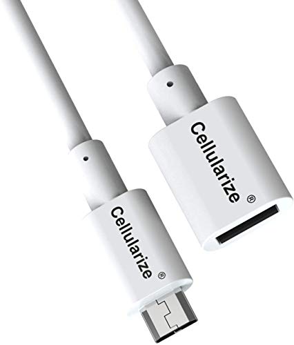 Product Cover Micro USB Extension Cable, Cellularize (White, 3M/10FT W/Data) Male to Female Extender Charge Cord Wire Adapter for Samsung, HTC Smart Phone Tablet, Ring Solar Panel, Ring Stick Up Cam