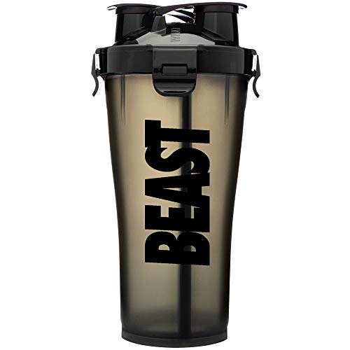 Product Cover Hydra Cup - 36 oz High Performance Dual Shaker Bottle, 2 in 1, 14oz + 22oz, Leak Proof, Awesome Colors, Patented PRE + Protein Shaker Cup, Save Time & Be Prepared, Beast Black