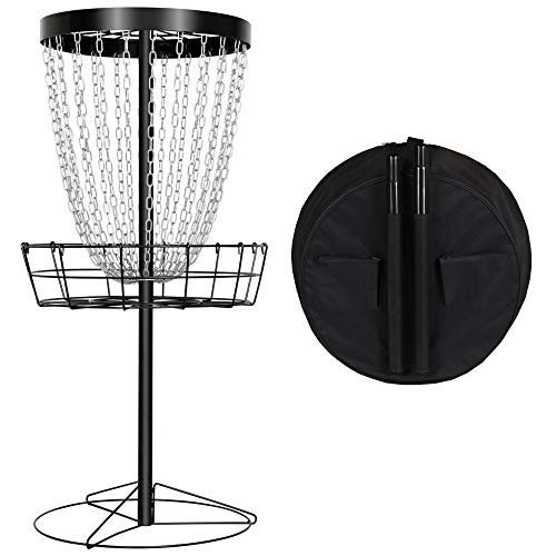 Product Cover Yaheetech Disc Golf Basket Target, 24-Chain Portable Metal Golf Goals Baskets W/Carrying Bag Practice Set