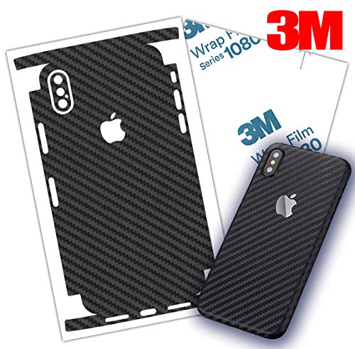 Product Cover Carbon Fiber Skin 3M 1080 iPhone Protective wrap Around Edges Cover Black Skin for iPhone 7, 7 Plus, 8, 8 Plus, XR, Xs Max (iPhone 7 Plus)