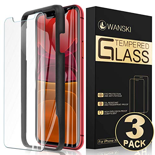 Product Cover Wanski Tempered Glass Screen Protector Compatible for iPhone 11/ iPhone XR[6.1 Inch], Anti-Scratch, Anti-Fingerprint, Bubble Free with Guide Frame/Easy Installation
