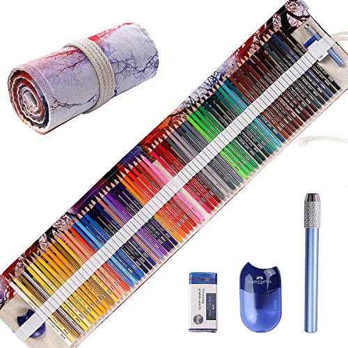 Product Cover Premier Colored Pencils for Adult Coloring Book, Premium Artist Colored Pencil Set (72-Count), Handmade Canvas Pencil Wrap, Extra Accessories Included, Holiday Gift, Oil based Colored Pencil
