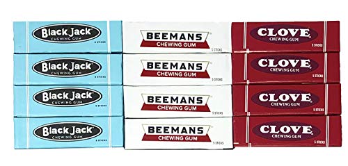 Product Cover Retro Chewing Gum Pack - Black Jack, Beemans, and Clove Gum Variety Pack of 12 with Tru Inertia Chip Clip