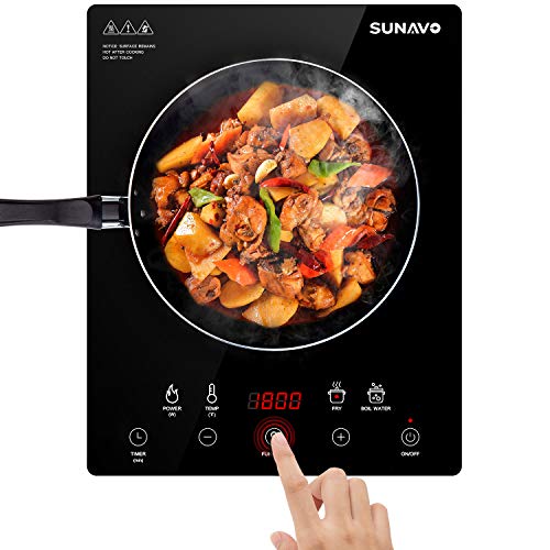 Product Cover SUNAVO Portable Induction Cooktop, 1800W Sensor Touch Multifunction Induction Burner, 15 Temperature Power Setting CB-I11A