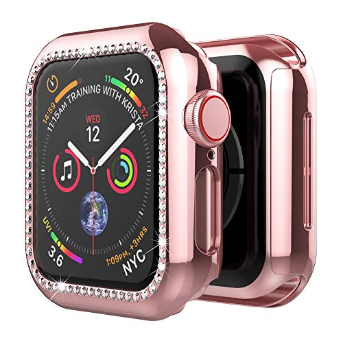 Product Cover UMTELE Compatible for Apple Watch Case 38mm 40mm 42mm 44mm, Surface Covering Bling Crystal Diamonds Shiny Rhinestone Screen Protector Cover Replacement with Apple Watch Series 5 4 3 2 1 Women Girls