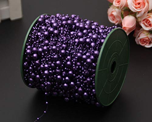 Product Cover Keya 200 Feet Fishing Line Artificial Pearls String Beads Chain for Party Garland Wedding Bridal Bouquet Crafts Christmas Tree Decoration,Purple