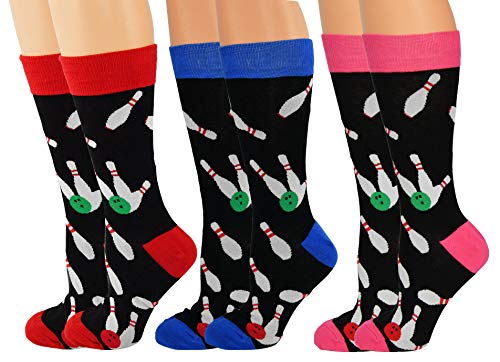 Product Cover ARAD Novelty Bowling Socks for Men and Women, Crazy Sport-Themed Apparel (3-Pack)