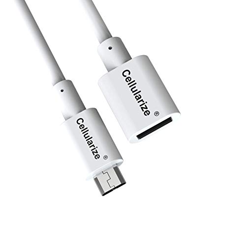 Product Cover Micro USB Extension Cable, Cellularize (White, 4M/13FT W/Data) Male to Female Extender Charge Cord Wire Adapter for Samsung, HTC Smart Phone Tablet, Ring Solar Panel, Ring Stick Up Cam