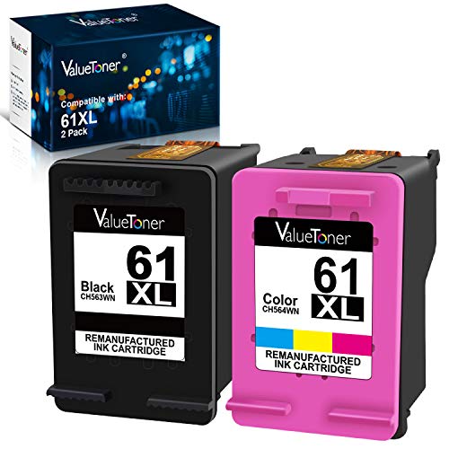 Product Cover Valuetoner Remanufactured Ink Cartridges Replacement for HP 61XL 61 XL to use with Envy 4500 Deskjet 1000 1056 1510 1512 1010 1055 OfficeJet 4630 Printer (1 Black, 1 Tri-Color, 2-Pack)