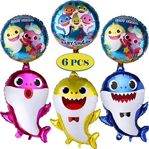 Product Cover Tinabless Baby Cute Shark Party Supplies, Shark Balloons for Baby Birthday Decorations Children Birthday Doo Doo Party Balloons Set (6 Pcs)