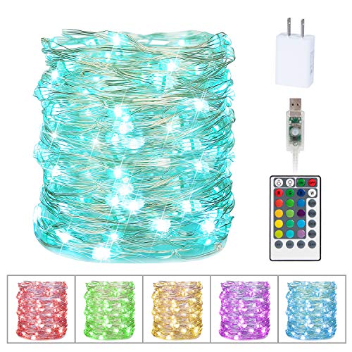 Product Cover 33Ft 100LEDs Fairy Lights String Lights Led Color Changing String Lights Twinkle Lights with Remote for Bedroom Indoor Christmas Wedding Costume 16 Colors (USB Style)