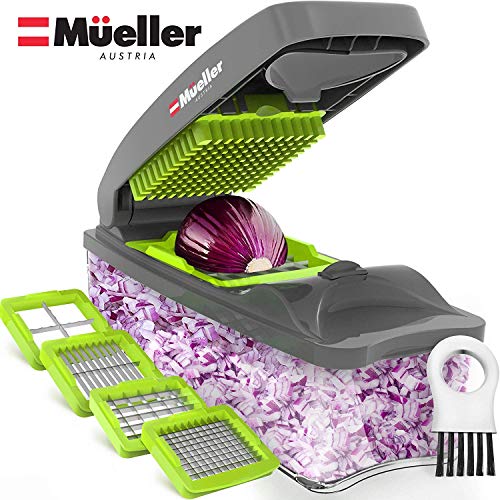 Product Cover Mueller Chopper 4 Blade Pro Series - Strongest - NO MORE TEARS 40% Heavier Duty Multi Vegetable-Fruit-Cheese-Onion Chopper-Dicer-Kitchen Cutter