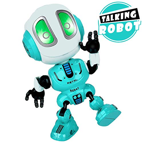 Product Cover INLAIER Mini Talking Robot Toys Robots Toy for Kids, Boys, Girls Metal Talking Robot Kit Bright LED Toys Interactive Voice Changer Robot Travel Toys (Blue)