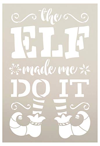 Product Cover Elf Made Me Do It Stencil with Shoes and Stockings by StudioR12 | Snowflake Holiday Christmas Decor | Reusable Mylar Template | Paint Wood Signs | DIY Seasonal Home Crafting | Select Size (7