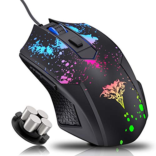 Product Cover BENGOO Gaming Mouse Wired, USB Ergonomic Computer Mice with Chroma RGB Backlit, 6400 DPI Adjustable, 6 Programmable Buttons, Optical Laptop PC Gamer Gaming Mice with Weight Tuning