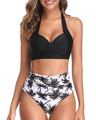 Product Cover Tempt Me Women Vintage Swimsuit Two Piece Retro Halter Ruched High Waist Bikini