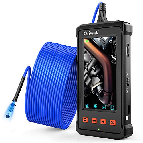 Product Cover 33FT Industrial Endoscope, Oiiwak Pipeline Drain Sewer Duct Inspection Camera IP67 Waterproof 5.5mm Borescope Snake Camera 1080P HD with 4.3inch LCD Screen, 2800mAh Battery, 8GB Memory Card(10M/33FT)