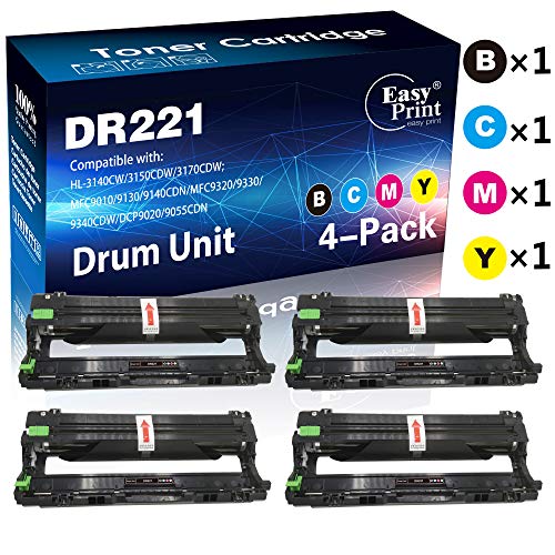Product Cover Compatible 4-Drums (BK+C+M+Y) DR221 Drum Unit DR-221CL for Brother DCP-9020CDW HL-3140CDW HL-3170CDW MFC-9140CDN MFC-9330CDW Printer, by EasyPrint